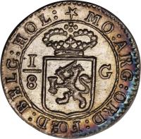 Netherlands East Indies coin 1/8 Gulden (1802) obverse obverse of 1/8 Gulden (1802) coin with KM# 80 from Netherlands East Indies.