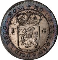 obverse of 1 Gulden (1802) coin with KM# 83 from Netherlands East Indies.