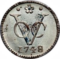 reverse of 1 Duit - Holland (1735 - 1763) coin with KM# 70a from Netherlands East Indies.