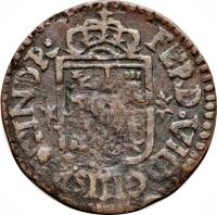 obverse of 1 Quarto - Fernando VII (1817 - 1833) coin with KM# 7 from Philippines. Inscription: FERD.VII D.G.HISP.ET.IND.R.