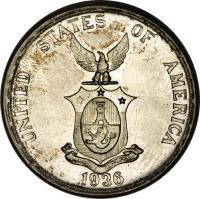 obverse of 50 Centavos - Commonwealth (1936) coin with KM# 176 from Philippines.