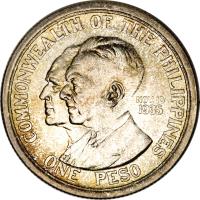 Philippines coin 1 Peso - Commonwealth (1936) reverse reverse of 1 Peso - Commonwealth (1936) coin with KM# 178 from Philippines.
