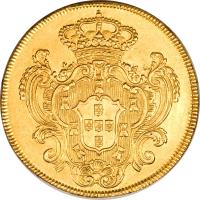 Portugal coin 1 Peça - Maria I (1789 - 1799) reverse reverse of 1 Peça - Maria I (1789 - 1799) coin with KM# 299 from Portugal.