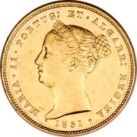 obverse of 5000 Réis - Maria II (1838 - 1851) coin with KM# 476 from Portugal.