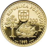 obverse of 200 Escudos - Solor e Timor (1995) coin with KM# 683b from Portugal.