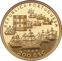 obverse of 200 Escudos - Pedro Alvares Cabral (1999) coin with KM# 717b from Portugal.