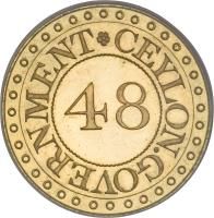 Ceylon coin 1/48 Rixdollar (1802) reverse reverse of 1/48 Rixdollar (1802) coin with KM# 75a from Ceylon.