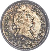 Chile coin 1/4 Real - Carlos IV - Colonial Milled Coinage (1791 - 1792) obverse obverse of 1/4 Real - Carlos IV - Colonial Milled Coinage (1791 - 1792) coin with KM# 46 from Chile.