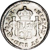 reverse of 1/2 Real - Carlos IV - Colonial Milled Coinage (1792 - 1808) coin with KM# 57 from Chile.