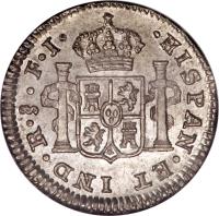 Chile coin 1/2 Real - Fernando VII - Colonial Milled Coinage (1808 - 1817) reverse reverse of 1/2 Real - Fernando VII - Colonial Milled Coinage (1808 - 1817) coin with KM# 64 from Chile.