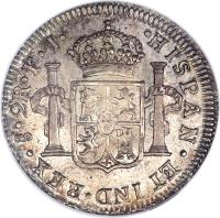 reverse of 2 Reales - Fernando VII - Colonial Milled Coinage (1812 - 1817) coin with KM# 79 from Chile.