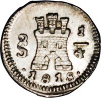 reverse of 1/4 Real - Fernando VII - Colonial Milled Coinage (1810 - 1818) coin with KM# 73 from Chile.