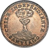 obverse of 1 Real (1834) coin with KM# 91 from Chile.