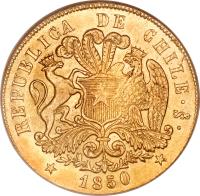 Chile coin 8 Escudos (1846 - 1851) obverse obverse of 8 Escudos (1846 - 1851) coin with KM# 105 from Chile.