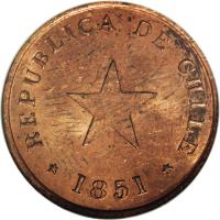 Chile coin 1/2 Centavo (1851) obverse obverse of 1/2 Centavo (1851) coin with KM# 117 from Chile. Inscription: 1851