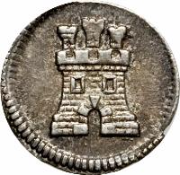 Colombia coin 1/4 Real - Fernando VI (1756) reverse reverse of 1/4 Real - Fernando VI (1756) coin with KM# A30 from Colombia.