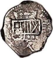 obverse of 4 Reales - Felipe IV (1622 - 1652) coin with KM# 2 from Colombia. Inscription: PHILIPVS.IIII.D.G