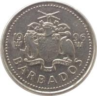 obverse of 10 Cents - Elizabeth II (1973 - 2005) coin with KM# 12 from Barbados. Inscription: 19 79 PRIDE AND INDUSTRY BARBADOS