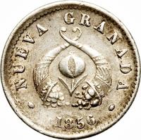 Colombia coin 1/2 Decimo (1853 - 1858) obverse obverse of 1/2 Decimo (1853 - 1858) coin with KM# 114 from Colombia.