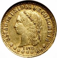 Colombia coin 2 Pesos (1871 - 1876) obverse obverse of 2 Pesos (1871 - 1876) coin with KM# A154 from Colombia.