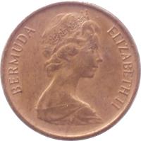 obverse of 1 Cent - Elizabeth II - 2'nd Portrait (1970 - 1985) coin with KM# 15 from Bermuda. Inscription: BERMUDA ELIZABETH II