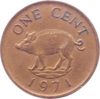 reverse of 1 Cent - Elizabeth II - 2'nd Portrait (1970 - 1985) coin with KM# 15 from Bermuda. Inscription: ONE CENT 1975