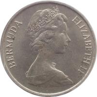 obverse of 5 Cents - Elizabeth II - 2'nd Portrait (1970 - 1985) coin with KM# 16 from Bermuda. Inscription: BERMUDA ELIZABETH II