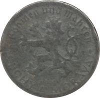 obverse of 10 Haléřů (1940 - 1944) coin with KM# 1 from Bohemia and Moravia. Inscription: BÖHMEN UND MÄHREN ČECHY A MORAVA 1940