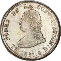 obverse of 4 Reales (1855 - 1857) coin with KM# 37 from Ecuador.