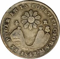 reverse of 4 Reales (1841 - 1843) coin with KM# 24 from Ecuador.