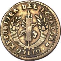 obverse of 1 Real (1836 - 1841) coin with KM# 17 from Ecuador.