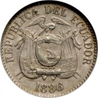 obverse of 1 Centavo (1884 - 1886) coin with KM# 48 from Ecuador.