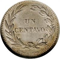Ecuador coin 1 Centavo (1884 - 1886) reverse reverse of 1 Centavo (1884 - 1886) coin with KM# 48 from Ecuador.