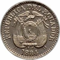 obverse of 1/2 Centavo (1884) coin with KM# 47 from Ecuador.