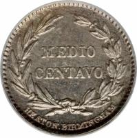 reverse of 1/2 Centavo (1884) coin with KM# 47 from Ecuador.