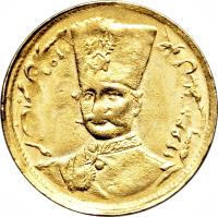 obverse of 1 Tumân - Nasser al-Din Shah Qajar (1880 - 1896) coin with KM# 933 from Iran.
