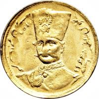 Iran coin 1 Tumân - Nasser al-Din Shah Qajar (1880 - 1896) obverse obverse of 1 Tumân - Nasser al-Din Shah Qajar (1880 - 1896) coin with KM# 933 from Iran.