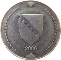 Bosnia and Herzegovina coin 1 Konvertible Marka (2000 - 2009) obverse obverse of 1 Konvertible Marka (2000 - 2009) coin with KM# 118 from Bosnia and Herzegovina. Inscription: 2000