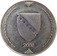 obverse of 1 Konvertible Marka (2000 - 2009) coin with KM# 118 from Bosnia and Herzegovina. Inscription: 2000