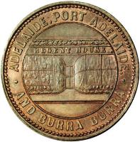 Australia coin 1/2 Penny - Crocker & Hamilton Adelaide, South Australia (1857) obverse obverse of 1/2 Penny - Crocker & Hamilton Adelaide, South Australia (1857) coin with KM# Tn39 from Australia. Inscription: · ADELAIDE ; PORT ADELAIDE. · REGENT HOUSE AND BURRA BURRA