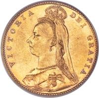 Australia coin 1/2 Sovereign - Victoria (1887 - 1893) obverse obverse of 1/2 Sovereign - Victoria (1887 - 1893) coin with KM# 9 from Australia. Inscription: VICTORIA DEI GRATIA J. E. B.