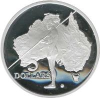 Australia coin 5 Dollars - Elizabeth II - Aboriginal Exploration - 3'rd Portrait (1993) reverse reverse of 5 Dollars - Elizabeth II - Aboriginal Exploration - 3'rd Portrait (1993) coin with KM# 213 from Australia. Inscription: 5 DOLLARS