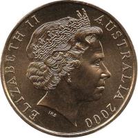 Australia coin 1 Dollar - Elizabeth II - Australia's First Victoria Cross - 4'th Portrait (2000) obverse obverse of 1 Dollar - Elizabeth II - Australia's First Victoria Cross - 4'th Portrait (2000) coin with KM# 493 from Australia. Inscription: ELIZABETH II AUSTRALIA 2000 IRB