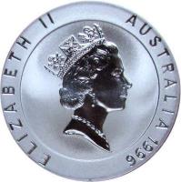 obverse of 10 Dollars - Elizabeth II - Betty Cuthbert - 3'rd Portrait (1996) coin with KM# 315 from Australia. Inscription: ELIZABETH II AUSTRALIA 1996