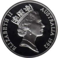 obverse of 25 Dollars - Elizabeth II - Queen Mother - 3'rd Portrait (1992) coin with KM# 200 from Australia. Inscription: ELIZABETH II AUSTRALIA 1992