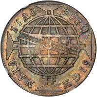 Azores coin 1200 Réis - Jose I - Countermarked (1887) reverse reverse of 1200 Réis - Jose I - Countermarked (1887) coin with KM# 29.2 from Azores.