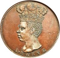 obverse of 1 Penny (1788) coin with KM# TnA9 from Barbados. Inscription: I · SERVE