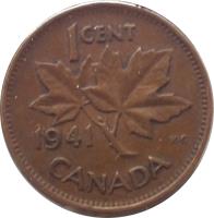 reverse of 1 Cent - George VI - With IND IMP (1937 - 1947) coin with KM# 32 from Canada. Inscription: 1CENT 1937 K · G CANADA