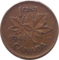 Canada coin 1 Cent - George VI - With IND IMP (1937 - 1947) reverse reverse of 1 Cent - George VI - With IND IMP (1937 - 1947) coin with KM# 32 from Canada. Inscription: 1CENT 1937 K · G CANADA