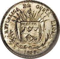 obverse of 1/16 Peso (1850 - 1862) coin with KM# 101 from Costa Rica.